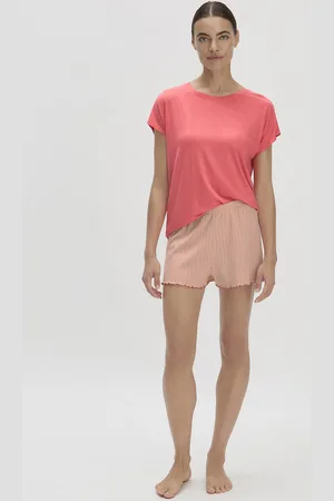 hessnatur Damen Schlafshorts Regular PURE POINTELLE aus Bio-Baumwolle - rosa Grösse34