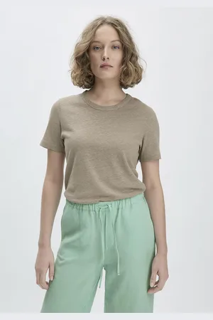 hessnatur Damen T-Shirt Relaxed aus Leinen und Bio-Baumwolle - beige Grösse34