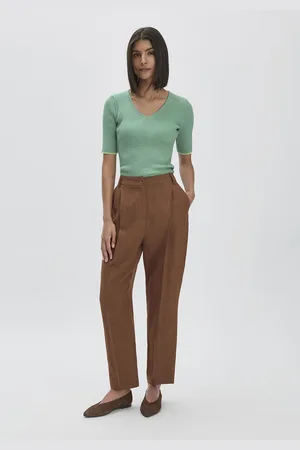 hessnatur Damen Hose Straight Leg Relaxed aus Leinen - braun Grösse36