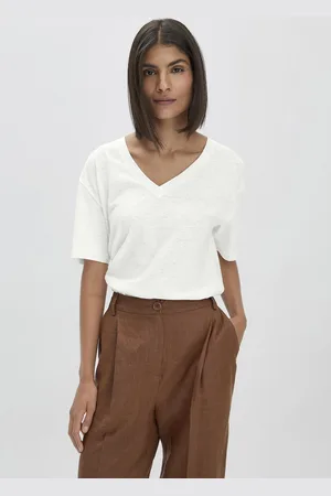 hessnatur Damen T-Shirt Oversize aus Leinen mit Bio-Baumwolle - weiß Grösse34