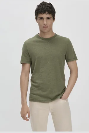 hessnatur Herren T-Shirt Regular aus Leinen und Bio-Baumwolle - grün Grösse46