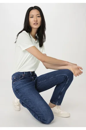hessnatur Damen Jeans HANNA High Rise Mom aus Bio-Denim - blau Grösse25/30