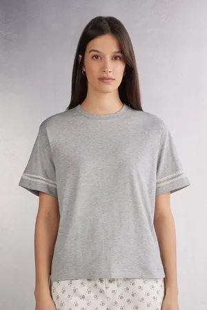 intimissimi Kurzarmshirt aus Superior-Baumwolle Dusty Flower Frau Größe L