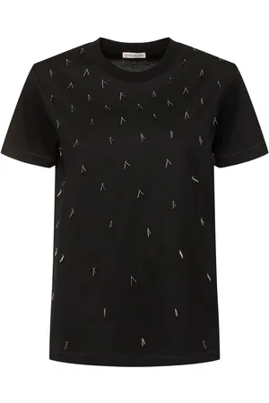Moncler T-shirt Aus Baumwolle Mit Kunstperlenstickerei