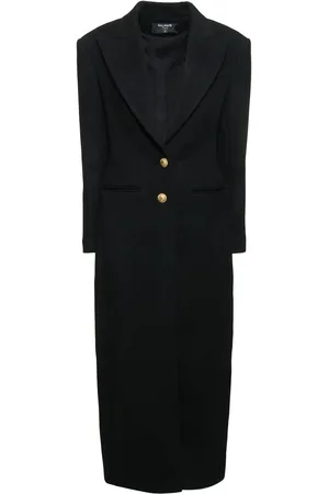 Balmain Langer Mantel Aus Wolle Und Kaschmir
