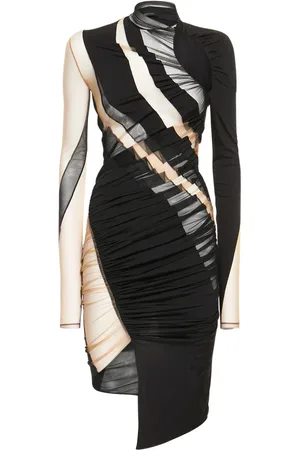 MUGLER Minikleid Aus Transparentem Mesh Mit Rüschen