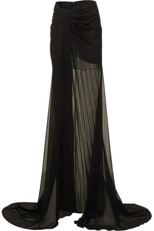 Monot Langer Rock Aus Georgette Mit Schleppe