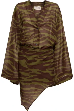 The Attico Minikleid Aus Musselin Mit Zebradruck