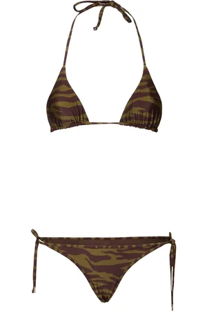 The Attico Dreiecks-bikini Aus Lycra Mit Zebradruck