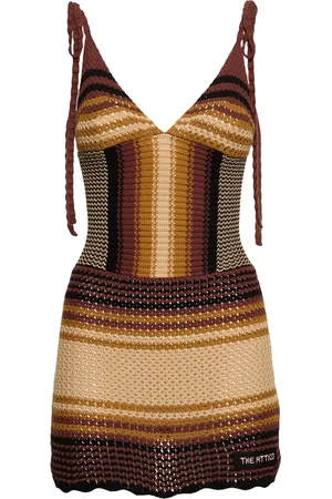 The Attico Minikleid Aus Häkelei Mit Druck