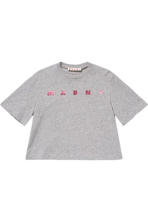 Marni Bedrucktes Crop-t-shirt Aus Baumwolljersey