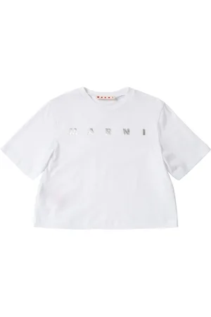 Marni Bedrucktes Crop-t-shirt Aus Baumwolljersey