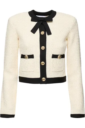 Self-Portrait Sequined Cotton Blend Bow Cardigan