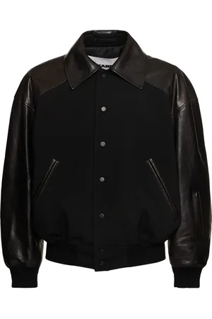 Jil Sander Oversized Jacke Aus Wolle Und Leder