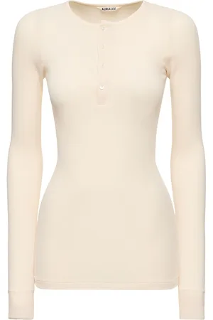 Auralee T-shirt Aus Baumwolle Mit Knöpfen