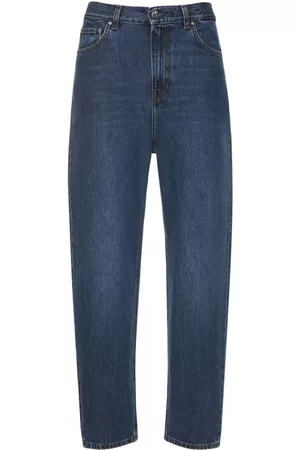 Totême Damen High Waisted Jeans - High Rise Tapered Organic Cotton Jeans