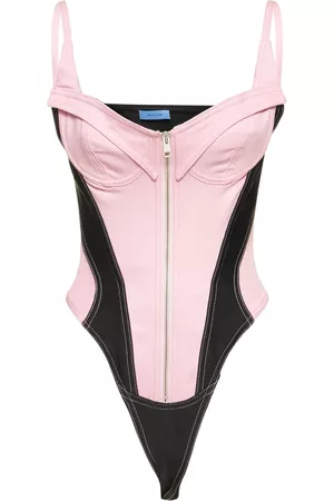 MUGLER Zweifarbiger Korsett-body Aus Denim