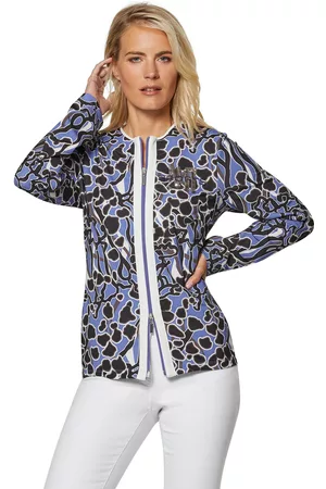 Madeleine Bedruckte Jacke mit M SPORTS Pailletten-Stickerei / schwarz Gr.