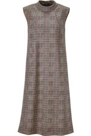Madeleine Damen Kleider mit Taschen - Karokleid mit Taschen / taupe Gr.