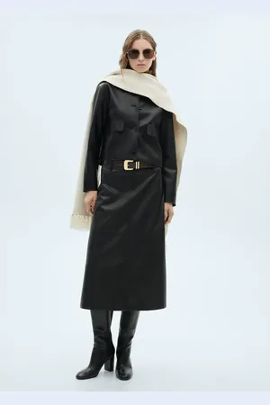 MANGO Jacke mit Leder-Effekt und Taschen - Damen - M