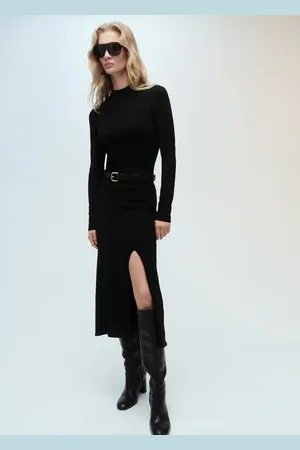 MANGO Strickkleid mit Seitenschlitz - Damen - M