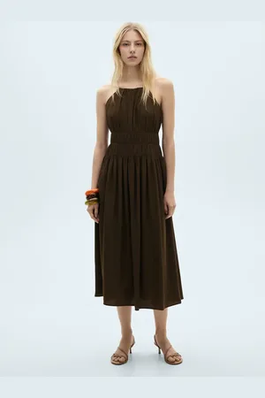 MANGO Midikleid mit geraffter Taille - Damen - L