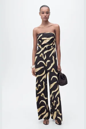 MANGO Schulterfreier Print-Jumpsuit - Damen - L
