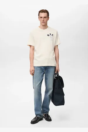 MANGO Besticktes Baumwoll-T-Shirt - Herren - XS