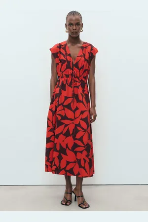 MANGO Langes, bedrucktes Kleid - Damen - XL