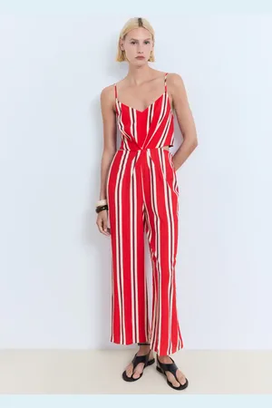 MANGO Cut-out gestreifter Overall - Damen - S