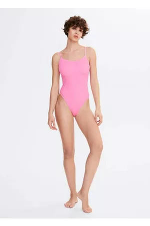 MANGO Damen Bikinis - Texturierter Badeanzug mit überkreuzten Trägern