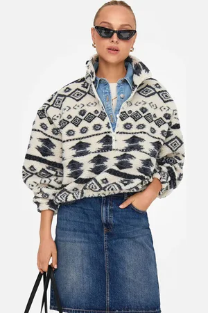 ONLY Janne Aztec Crop Sherpa Sweater | Birch | Damen | M