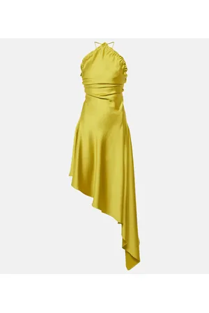 The Attico Robe aus Satin mit Federn