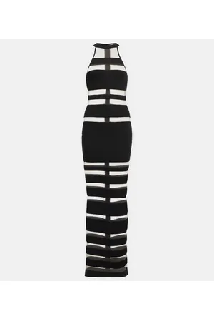 Balmain Maxikleid mit Mesh