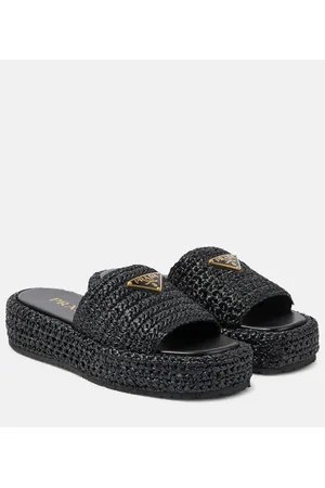 Prada Pantoletten aus Raffiabast