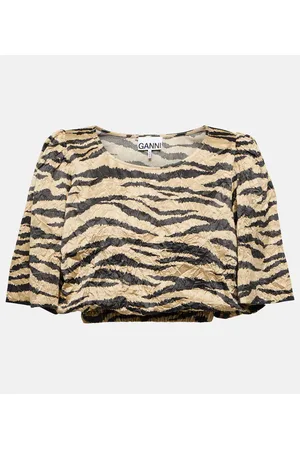 Ganni Cropped-Bluse aus Satin