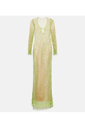 Self-Portrait Verziertes Maxikleid aus Mesh