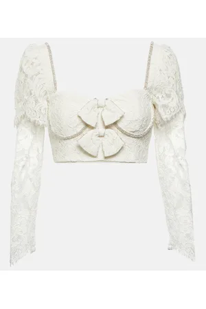 Self-Portrait Verziertes Cropped-Top aus Spitze