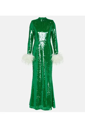 Self-Portrait Robe mit Pailletten und Federn
