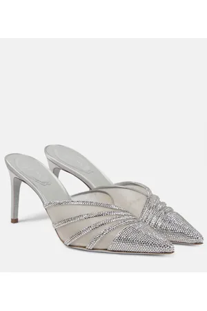 RENE CAOVILLA Bridal Verzierte Mules aus Satin und Mesh