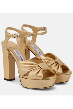 Jimmy Choo Plateausandalen Heloise 120 aus Metallic-Leder