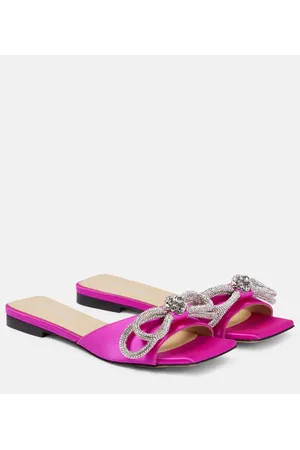 Mach & Mach Verzierte Pantoletten Double Bow aus Satin