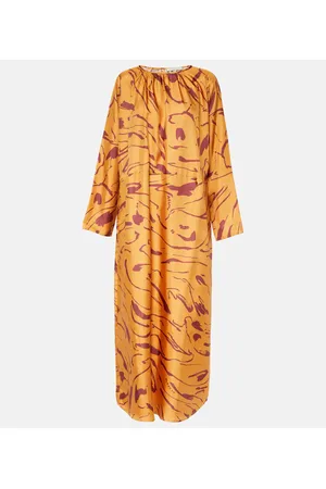 ASCENO Bedrucktes Maxikleid Valencia aus Seide