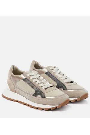 Brunello Cucinelli Verzierte Sneakers mit Veloursleder