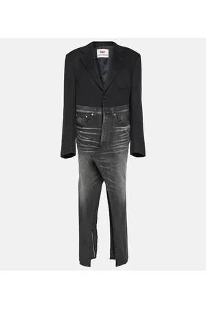 JUNYA WATANABE Midikleid aus Denim und Wolle