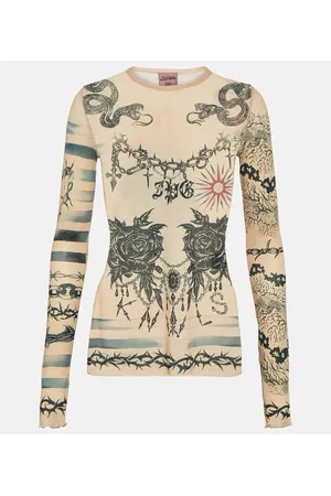 Jean Paul Gaultier X KNWLS Bedrucktes Top aus Mesh