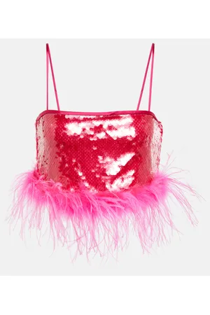 GIUSEPPE DI MORABITO Verziertes Cropped-Top mit Federn
