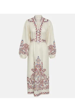 ZIMMERMANN Bedrucktes Midikleid aus Leinen