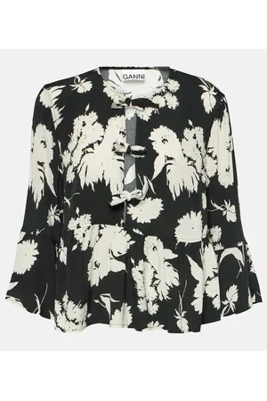 Ganni Bedruckte Bluse aus Crêpe