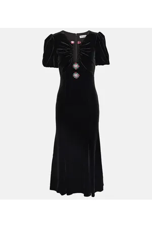 Self-Portrait Verziertes Midikleid aus Samt